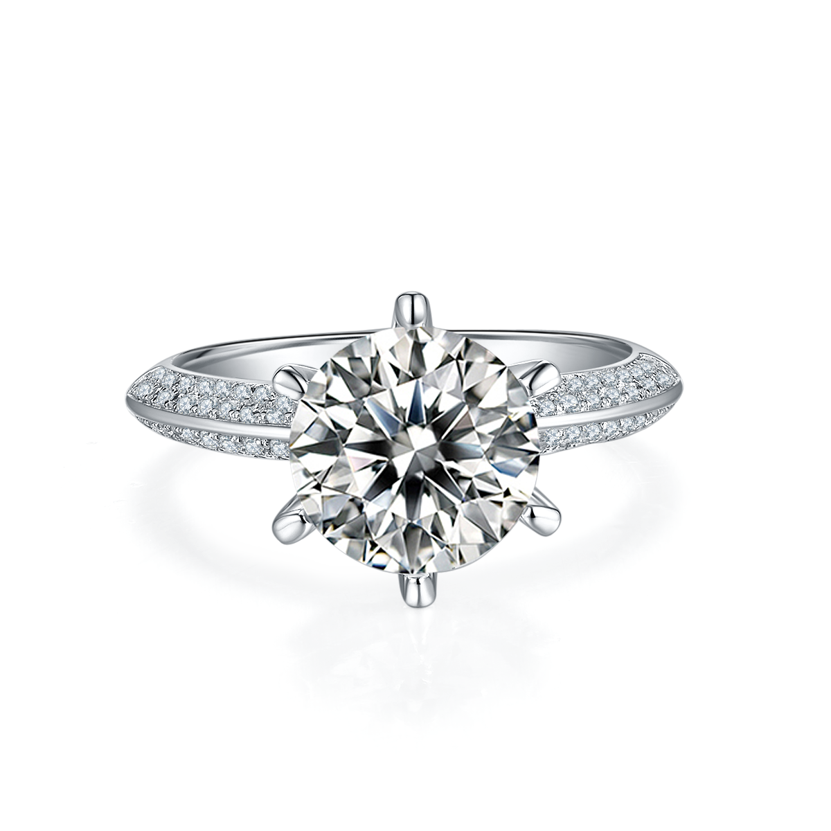 Half of the Country S925 Silver Plated Platinum Moissanite Diamond Women's Ring 3.0 Carat D-Class